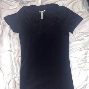 LOFT Black Short Sleeve V-Neck Tee